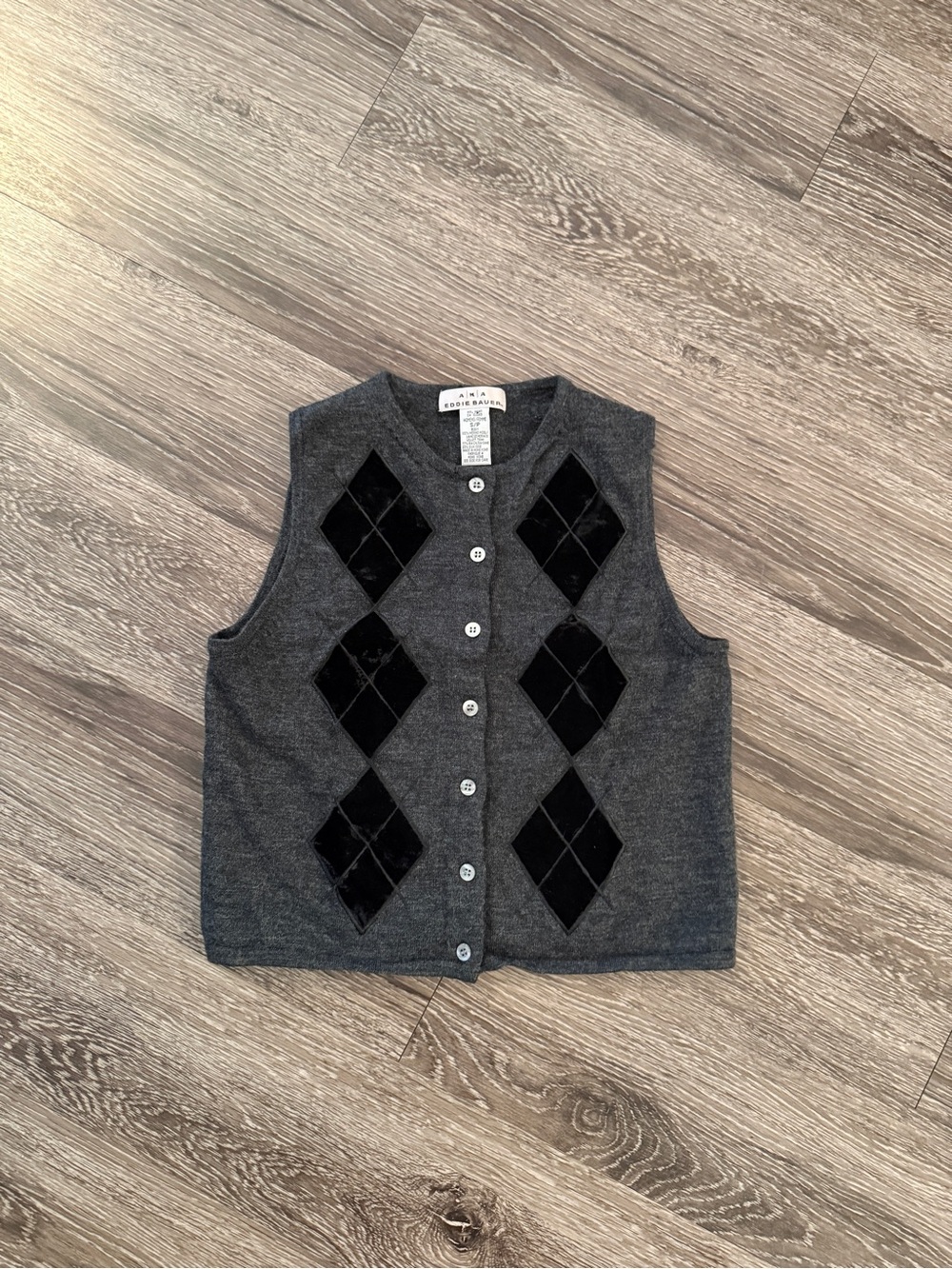 Eddie Bauer Argyle Sleeveless Cardigan